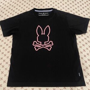 Psycho Bunny Kids Black T-Shirt with Pink Logo
